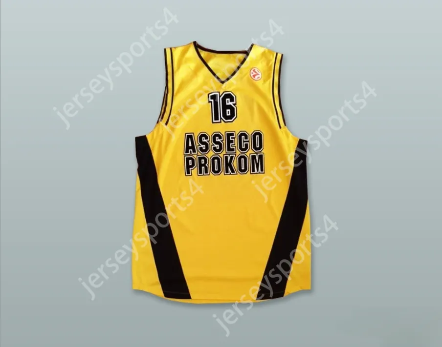 Anpassad Nay Mens Youth/Kids Adam Lapeta 16 Polonia Polen Yellow Basketball Jersey Top Stitched S-6XL