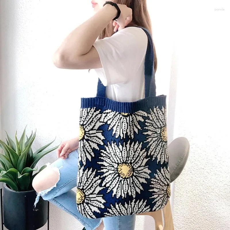 Schoudertassen s.ikrr mode Koreaans gebreide chrysanthemum tas vrouw handgemaakt geweven tote tote grote designer dames 2024 shopper