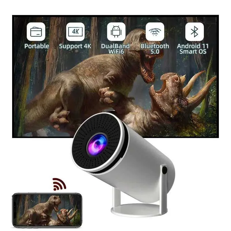 Projecteurs Hy300 Magsub 4K Projecteur Android 11 RK3566 Double WiFi 6 LCD 200 ANSI BT5.0 1080p 1280 * 720p Home Theatre Mini Projecteur J240509 J240509