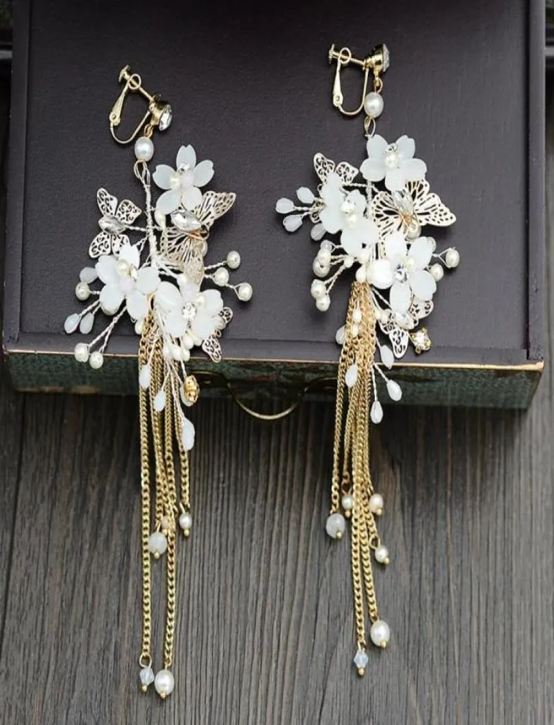 Boucles d'oreilles de papillon floral de luxe de luxe de luxe avec les cordes de mariée en soirée Party Part Party Decoration Bijoux 4256354