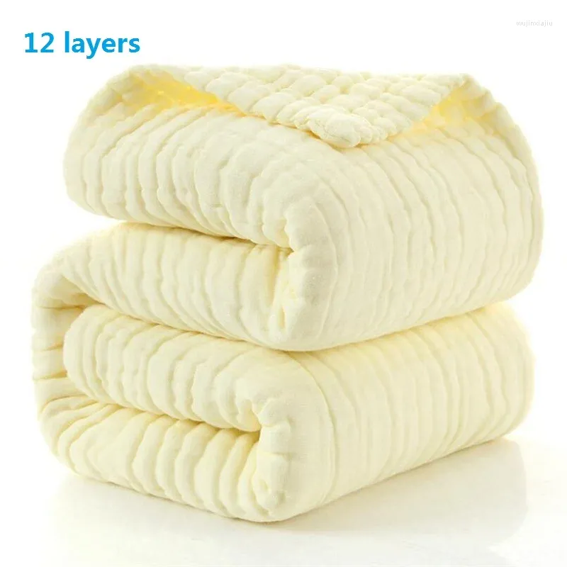 Couvertures super épaisses 12 couches en mousseline coton né bébé recevant une couverture de couverture de litière de sommeil pour enfants