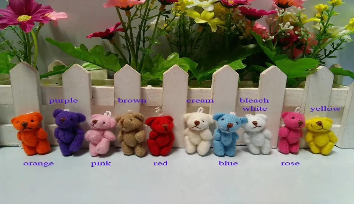 100pcslot Bütün 35cm Mini Eklem Bear Teddy Bear Peluş Doldurulmuş Oyuncak 10 Renk Seçim 5665142