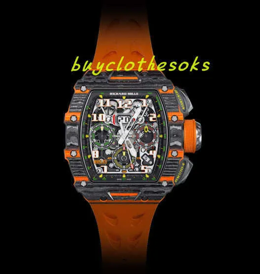 Начатые часы дизайнер Luxury Watch Classic Limited Edition RM11-03 McLaren Автоматическая обмотка летает хронограф спортивные механические часы