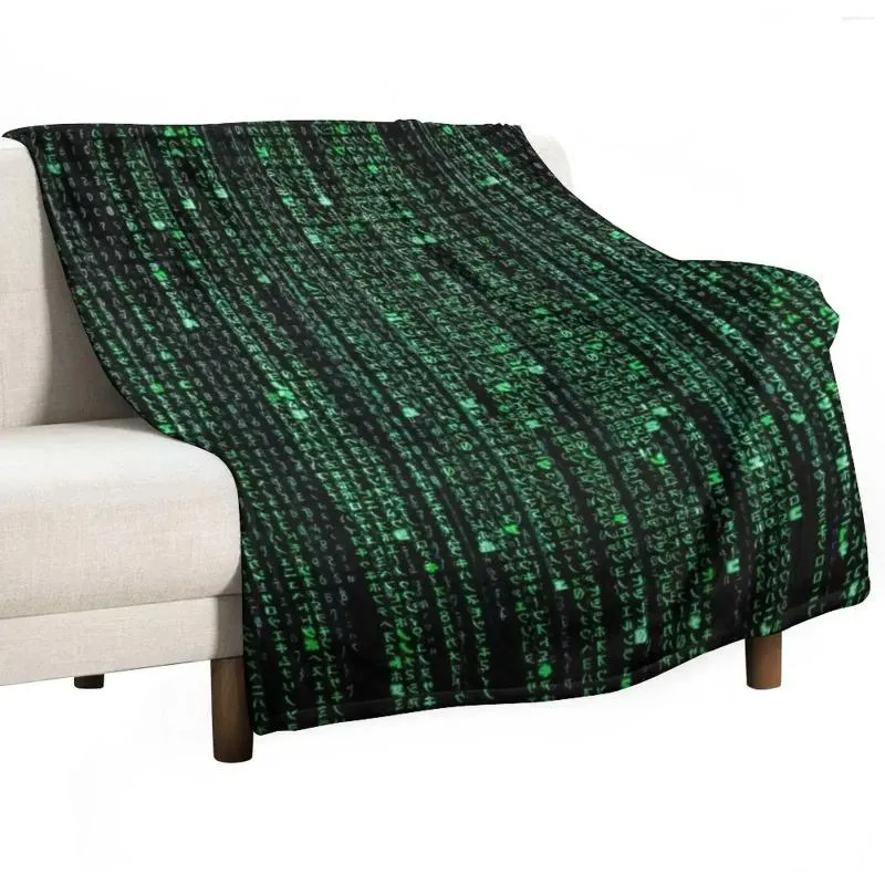 Filtar HD Matrix Digital Rain Throw Filt Flannel Fabric Quilt Retros Summer Beddings