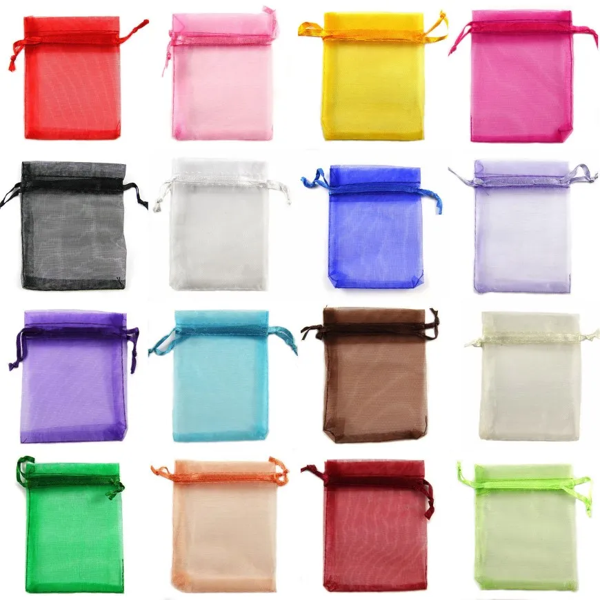 5 7 7 9 9 12 13 18 15 20 CM Drawstring Organza Bags Gift Wrapping Bag Poch Pouch Smycken Påse Organza Bag Candy Bags Package Bag Mix CO 213V