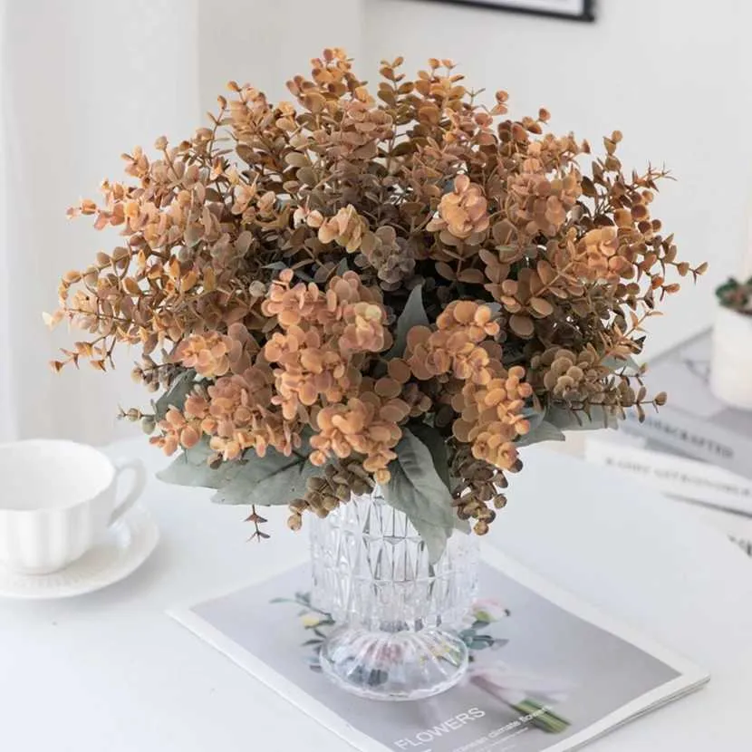 Декоративные цветы венки искусственные растения пластмассы эвкалипт для свадебных вечеринок рождественские цветочные композиции дома