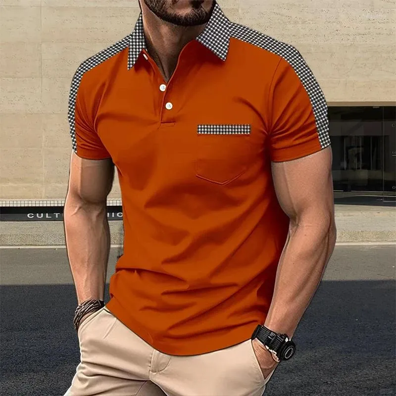 Herrpolos 2024 Summer Polo Shirt Kortärmad solid randig nackmode Personlig affär Casual Top