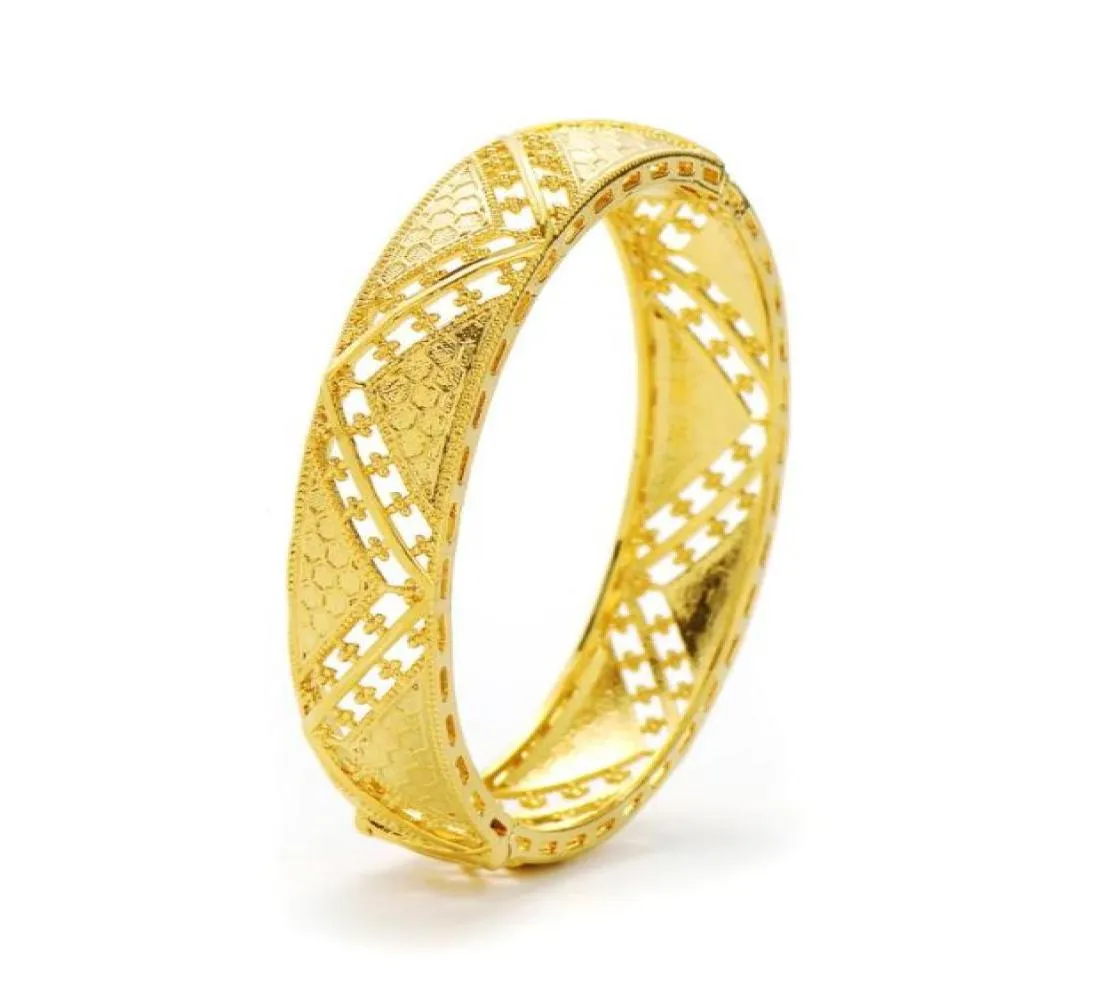 Bangle 24k Fine Gold Armband Bangles For Women Dubai Etiopiska armband Afrikanska smycken Arab Mellan East8553703