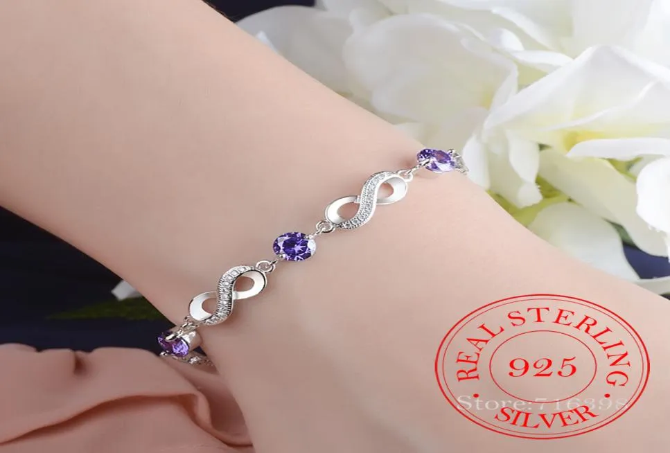 Autentisk 925 Sterling Silver Endless Love Infinity Chain Link Justerbara Women Armband Luxury Silver Jewelry SCB0373070675