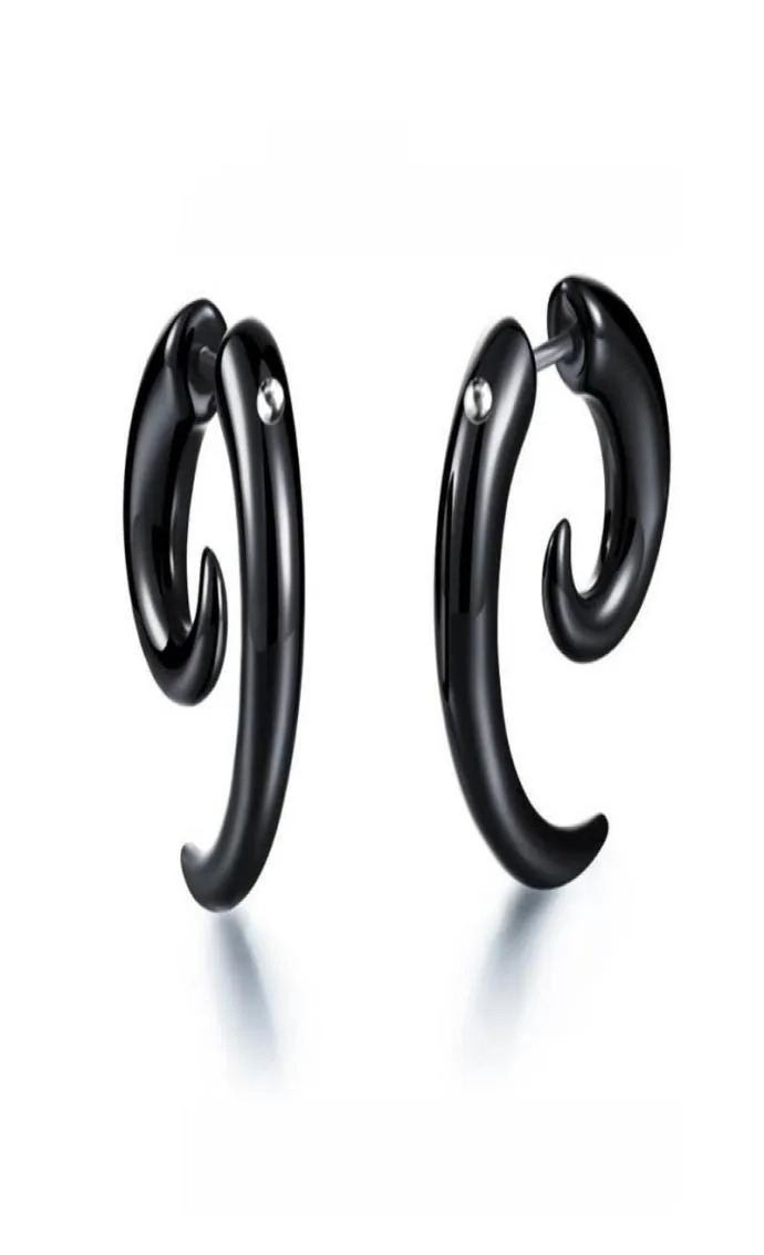 Stud Punk Black Spiral Earring for Men Women Hiphop Sieraden Brinco Masculino Kpop Kolczyki Accessoires hele2501656