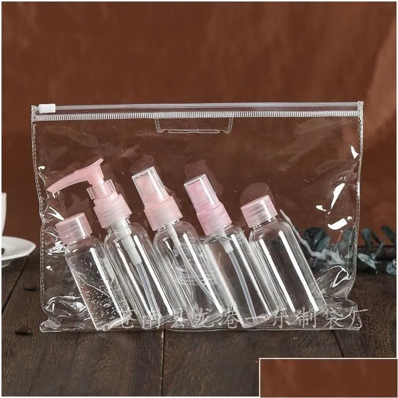 Sacs de rangement 23x17cm Femmes Voyage PVC Cosmetic Transparent Clear Zipper Organisateur Beauty Toitrage Sac Bath Bath Wash Make Up Case Drop de D Otfry