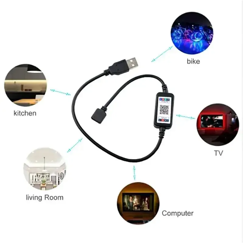 新しいミニワイヤレス5-24VスマートフォンコントロールRGB LEDストリップライトコントローラーUSBケーブルBluetooth 4.0 Hotels Bars for Bluetooth RGBライトコントローラー用LEDコントローラー