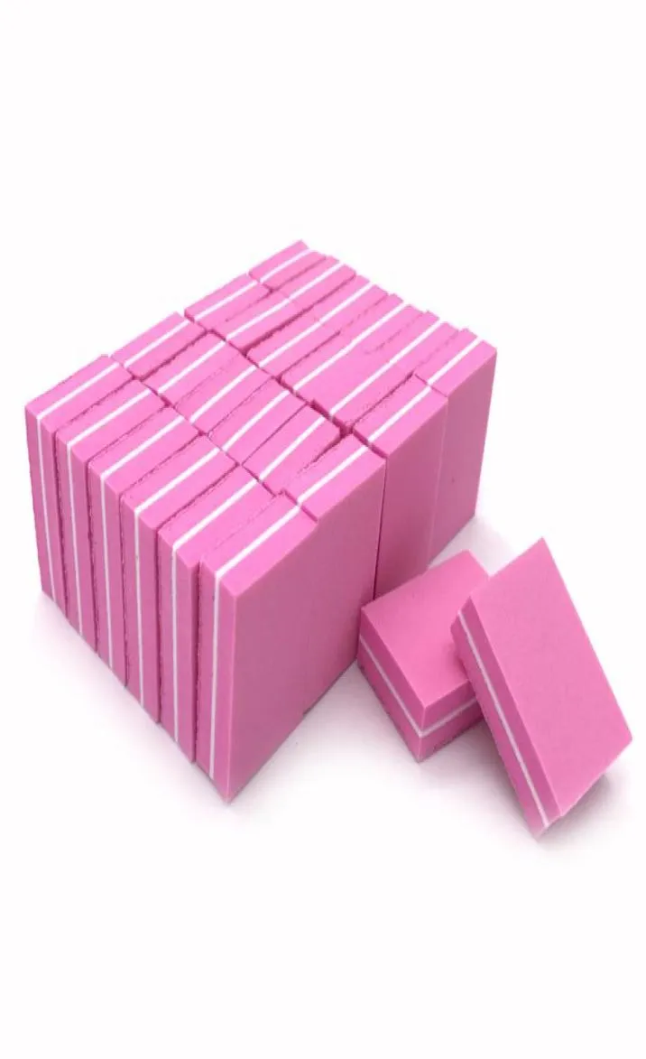 JEARLYU 20pcslot Nail File 100180 Doublesided Mini Nail Files Block Pink Sponge Art Sanding Buffer File Manicure Tools6627989