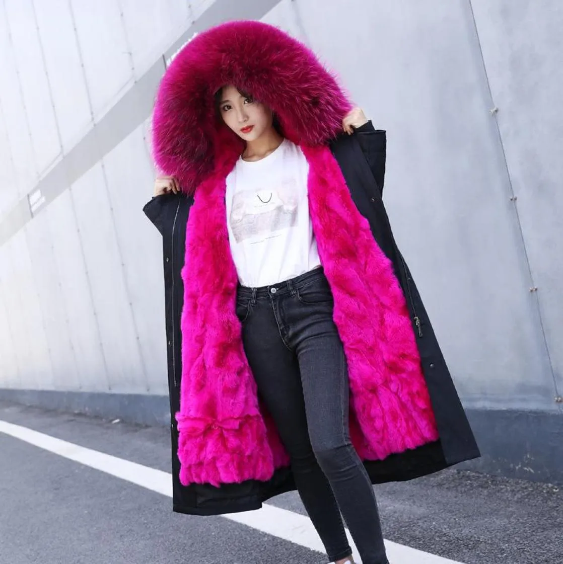 2020 Femme Détachable Real Fur Parkas Femmes Rex Fur Din Ratcoon Collar Coll4652520