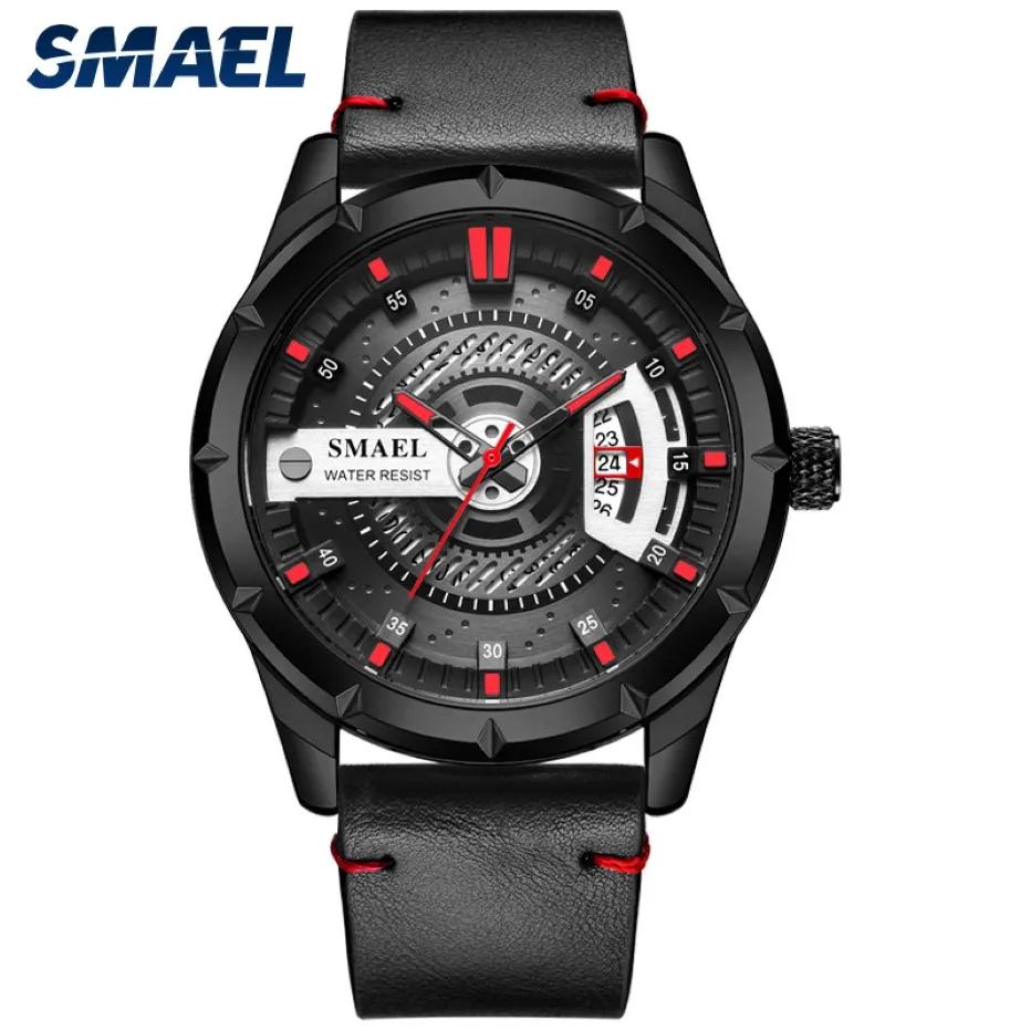 Smael Sport Mens Watchs Top Brand Luxury Quartz Watch Men Men Fashion Steel Imperproof Sl-9011 Leather Watch Men Relogio Masculino 2600