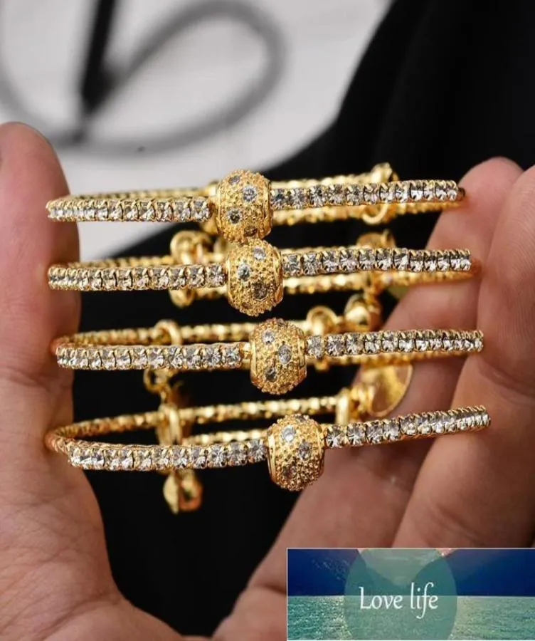 Bangle 4pcSset 24K Color Gold Dubai Bangles de casamento para mulheres Micro Inlay Jóias Nigeria Bracelets Gifts Factory Exp34943566386079