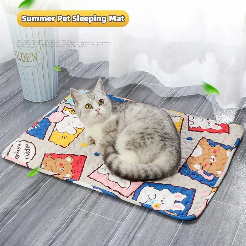 Koc z łóżkiem dla psów miękka mata kota maty do spania letnia mata chłodząca dla małych średnich psów oddychanie do mycia maszynowego 240510