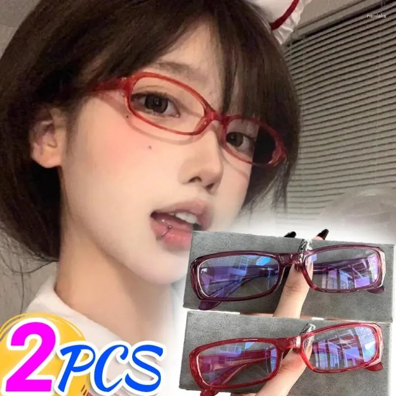 Occhiali da sole quadrati piccoli occhiali a cornice rossa retrò per donne ragazze anti -blu leggera lettura ottica y2k occhiali occhiali occhiali occhiali
