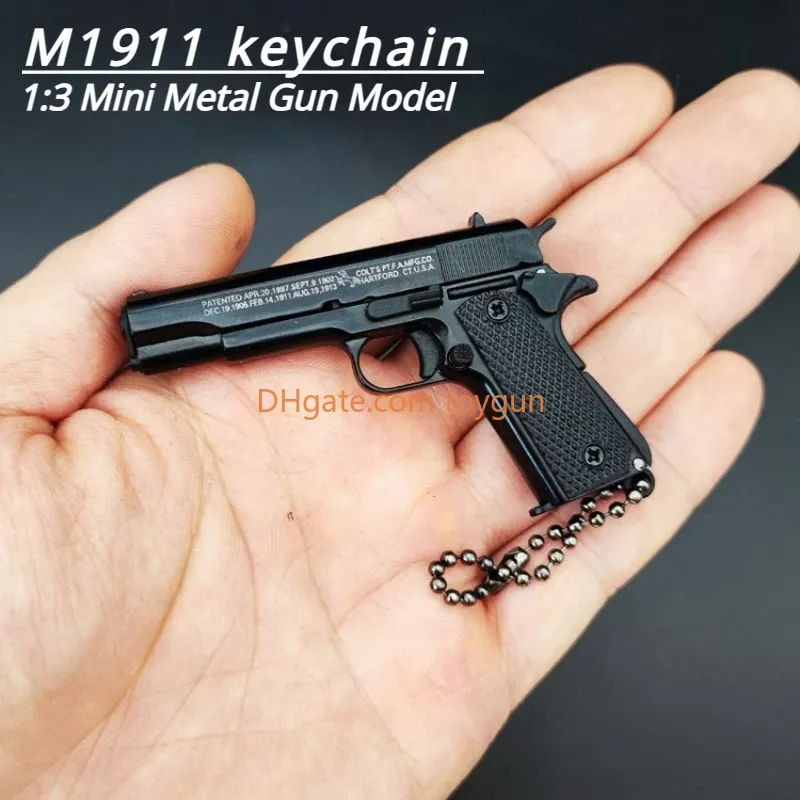 1:3 Metal M1911 Colt Toy Gun Detachable Model Alloy Keychain Look Real Exquisite Portable Decorations Collection PUBG Prop Fidgets Toy Birthday Gift for Boys Adult