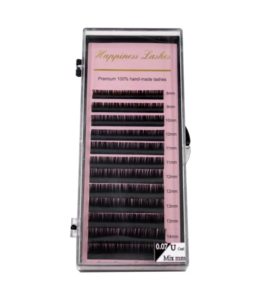 HPness 3 plateaux / lot Extension de cils 3d Lashes individuels Cu Curl Toutes tailles 8-15 mm Longueur mélangée dans un plateau 2226580