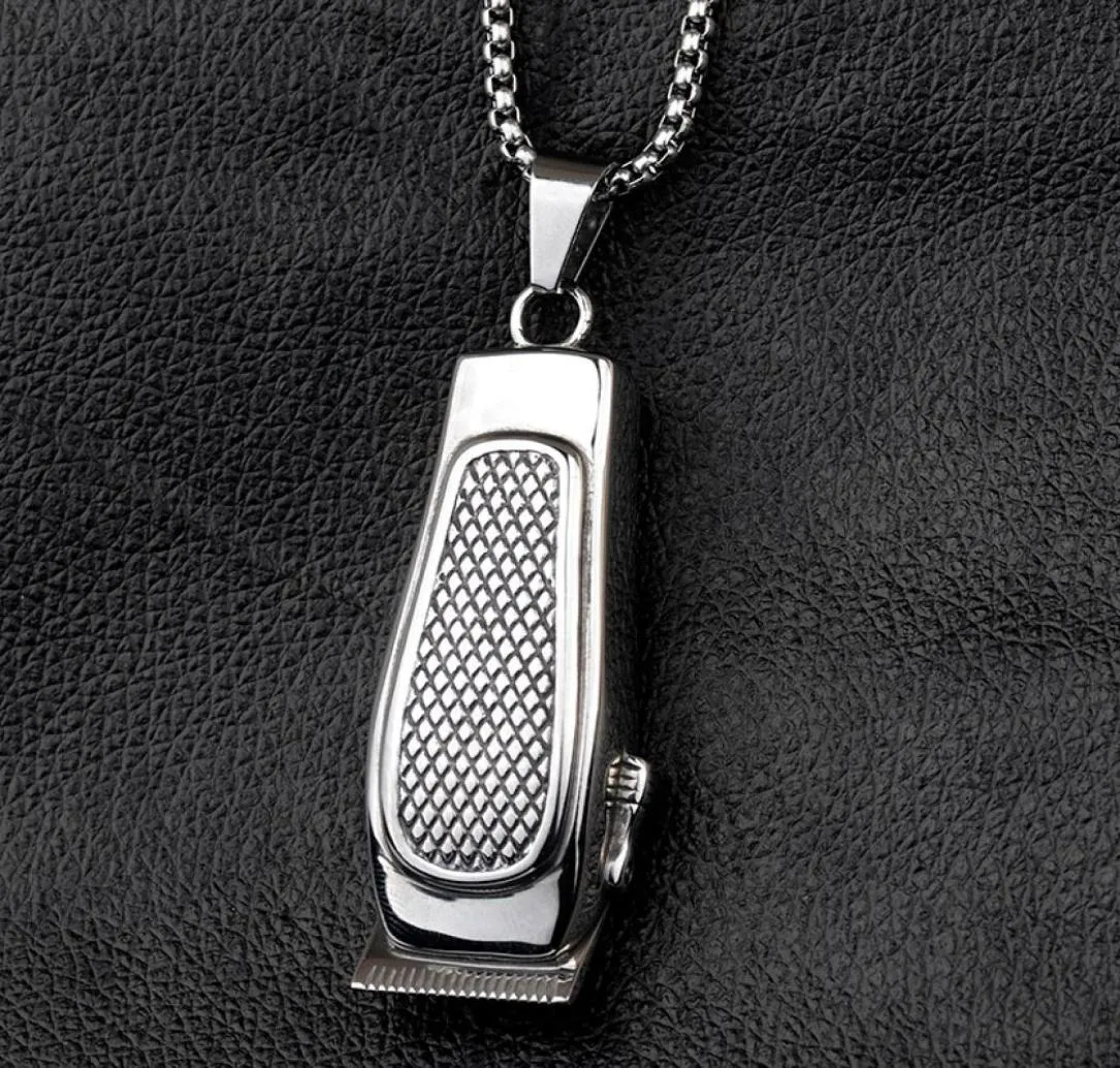 2021 Valily Jewelry Men039s Barber Pendant Necklace chain Stainless Steel Fashion Haircut Razor Shaver Silver Necklaces For Men1799214