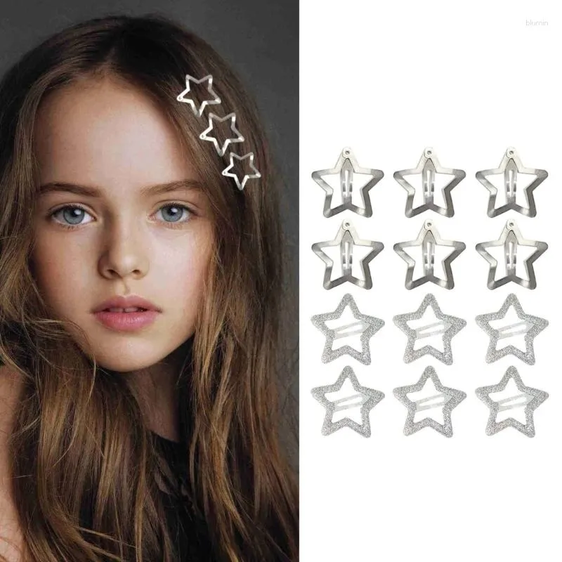 Haarzubehör 12pcs Star Clip Carnival -Pographie Haarnadel für Frau Mädchen Dopamin -Look Pony Pon Po Anti Slip