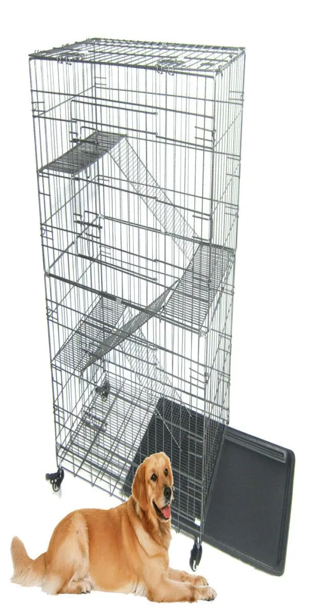 Grand penche de jeu de pliage pliant pliable pour animal de compagnie avec 3 échelles l Silver1790075