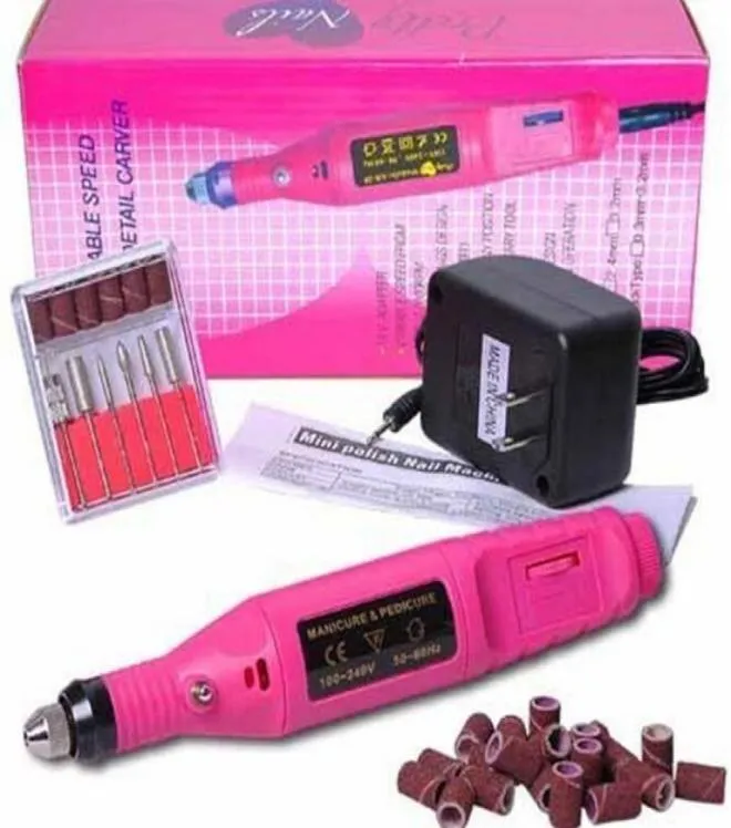 Electric Nail Drill Machine Art Salon Manicure File Polish Tool6 Bits Pedicure 20000 rpm 100v240v DHL JJD19258219905