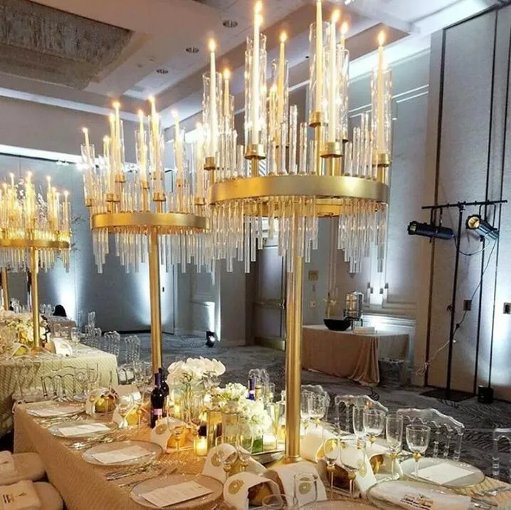 Luxury 9 Heads Metal Candlestick Holdings Stands Table Centrotavola vasi di fiori Decorazione per feste piombo