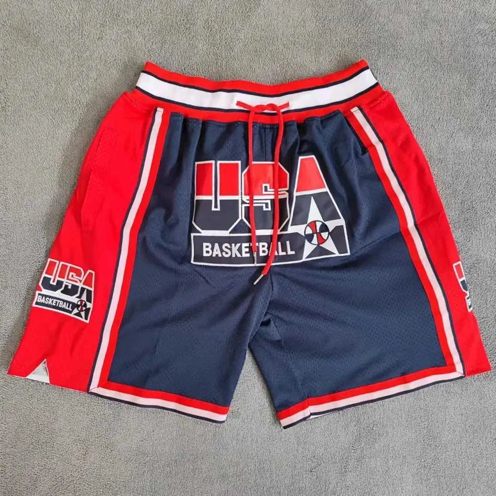 Men's Shorts MM MASMIG Navy 1992 USA Dream Team Embroideried Basketball Shorts with Pockets J240510