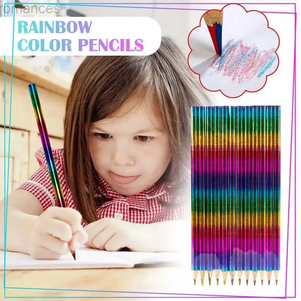 Crayons 12 pièces / boîte Rainbow Crayer Station d'écriture utilisée pour l'écriture et le dessin de l'école et des fournitures de bureau G7R2 D240510
