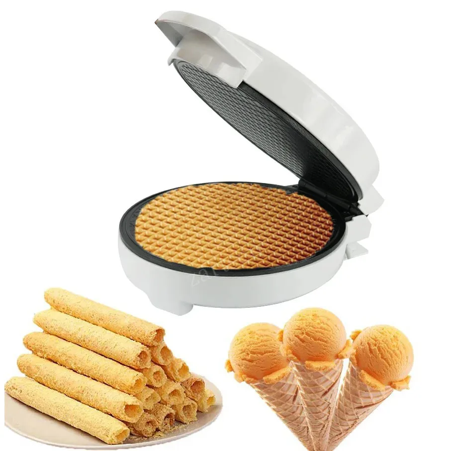 Máquina de ovo de café da manhã em casa Máquina de cozinha elétrica Pan Waffle Cone Maker Ice Cream 240509