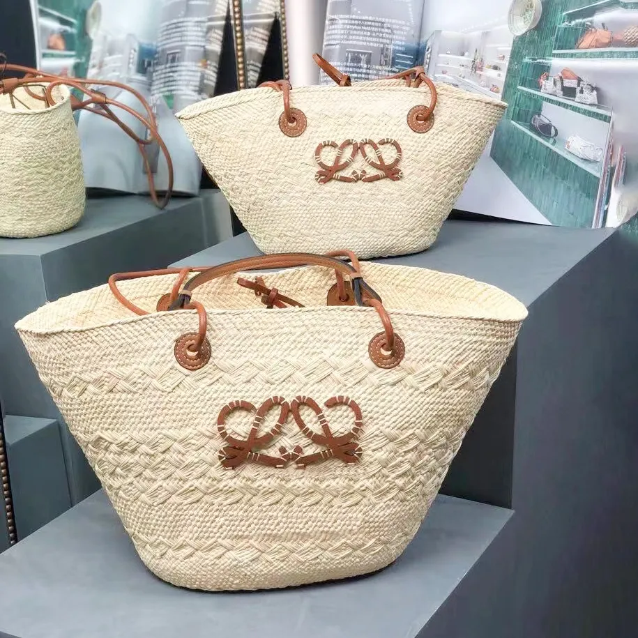 Luxo Teave Straw praia ombro Raffias Designer Bag Anagram