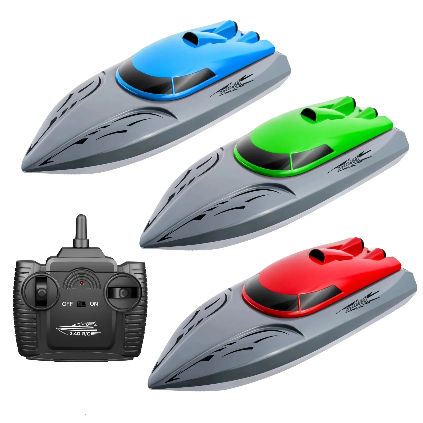 RC boat 2.4G 15kmh Dual rudder Motor waterproof ABS high-speed boat childrens Summer Toys Gift for Boys remote control ship 240510