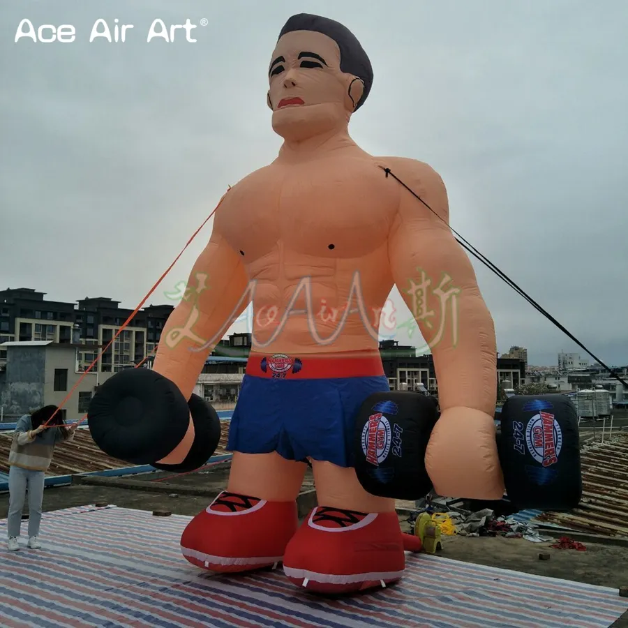 En gros 5mh 16,4 pieds de haut géant gonflable publicitaire muscle homme personnage pour affichage ou gymnase en plein air