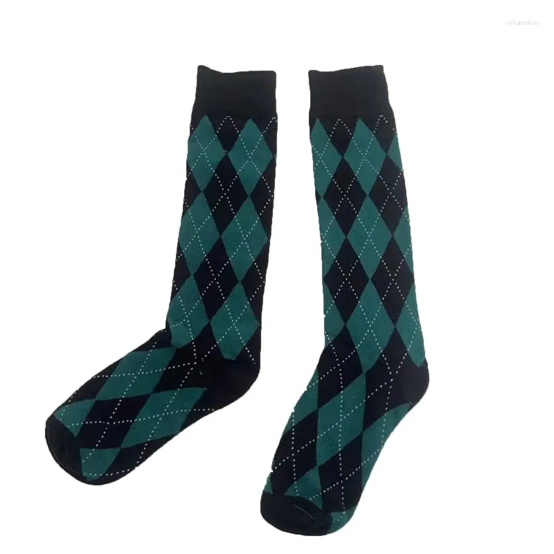 Femmes chaussettes Knee High College Vintage Multicolor Argyle Plaid Print Stockings