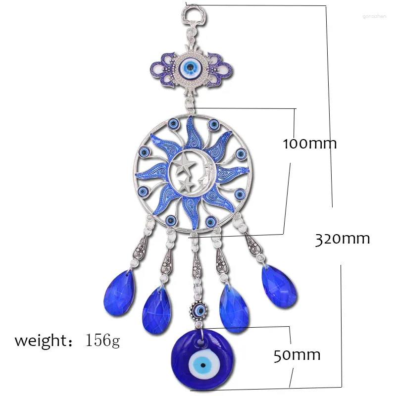 Figurines décoratives Blue Crystal Pendant Turquie Devil's Eye Pave Dream Stars Net Stars Moon Grand charme Mur