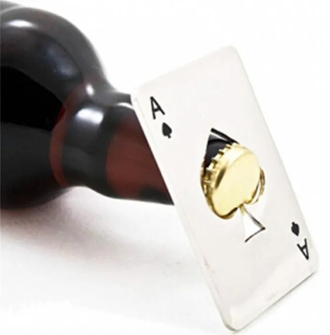 Carte de jeu de poker élégante élégante Ace Of Spades Bar Tool en acier inoxydable Bouteille de bière Bouteille Boucle d'ouvreur WA20687204709