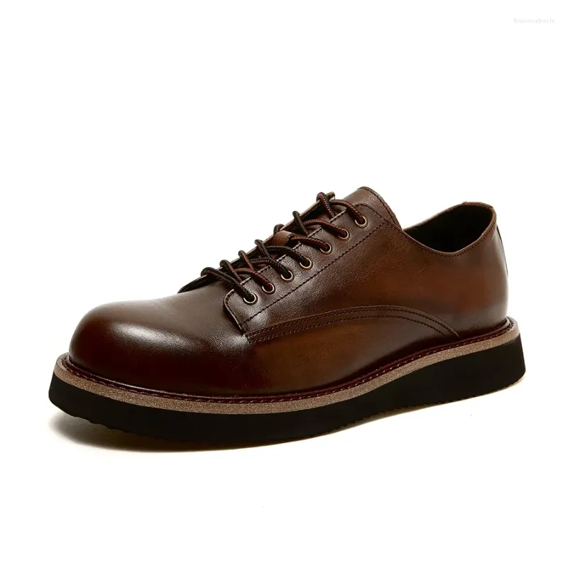 Chaussures décontractées super recommande!Loisir Big Round Toe Cuir en cuir complet à la mode, homme d'affaires à la mode Concise Suit Oxfords