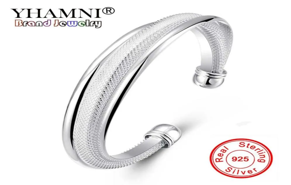 Yhamni Brand Classic 925 Bracelet en bracelet en argent pour femmes Bijoux de mode Pure Silver Sterling Bangle entier B0191591762