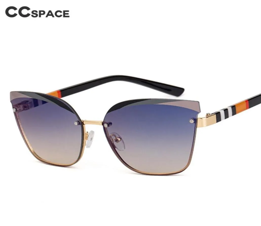 49123 Cat Eye Frameless Stripe Luxury Solglasögon Män Kvinnor Fashion Shades UV400 Vintage Glasses6628426