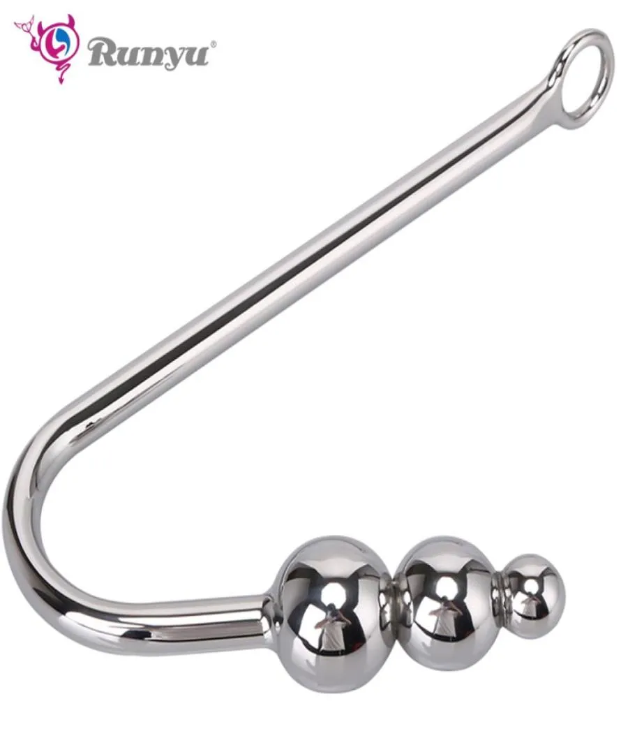 Anal Hook Metal Plug With Ball Hole Butt Dilator Prostate Massager Exotic sexy Toy For Man Male BDSM Game Beauty Items8901827