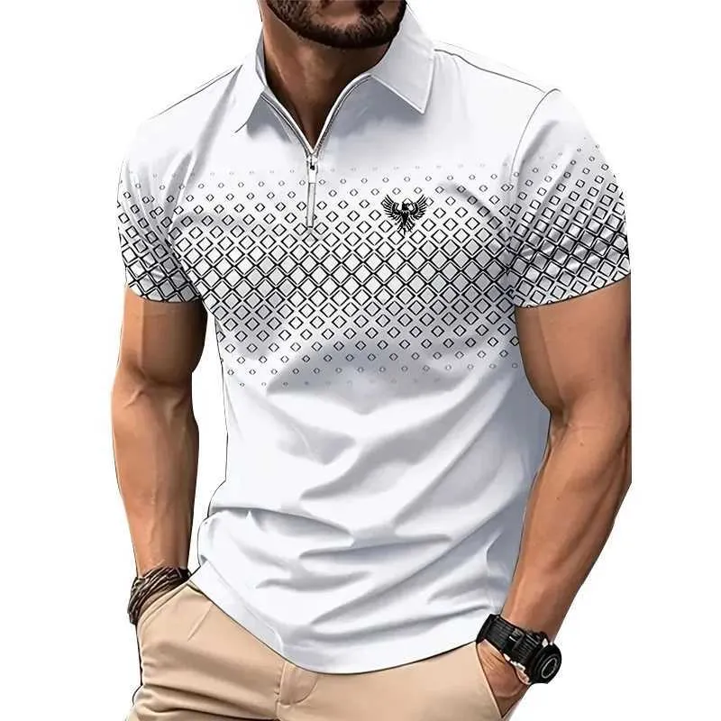 Polos maschile uomini Summer Short Slve Fashion Zipper Shirt.Y240510G6MF