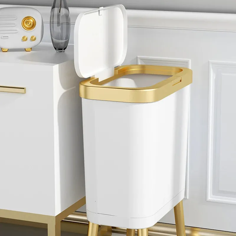 15L Kitchen Standing Trash Can Largecapacity Bin Dustbin Bathroom Bucket Toilet Wastebasket Garbage Office with Lid 240510