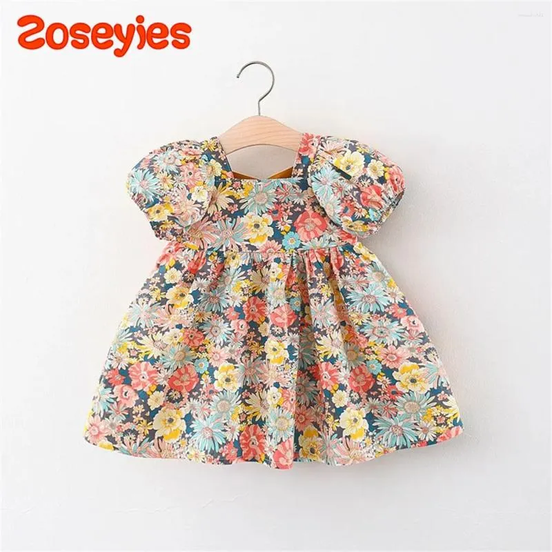 Robes de fille Summer Baby Girls Robe Pouffée Gouches décalées Backless Round Round A-Line Sweet Princess Birthday Party
