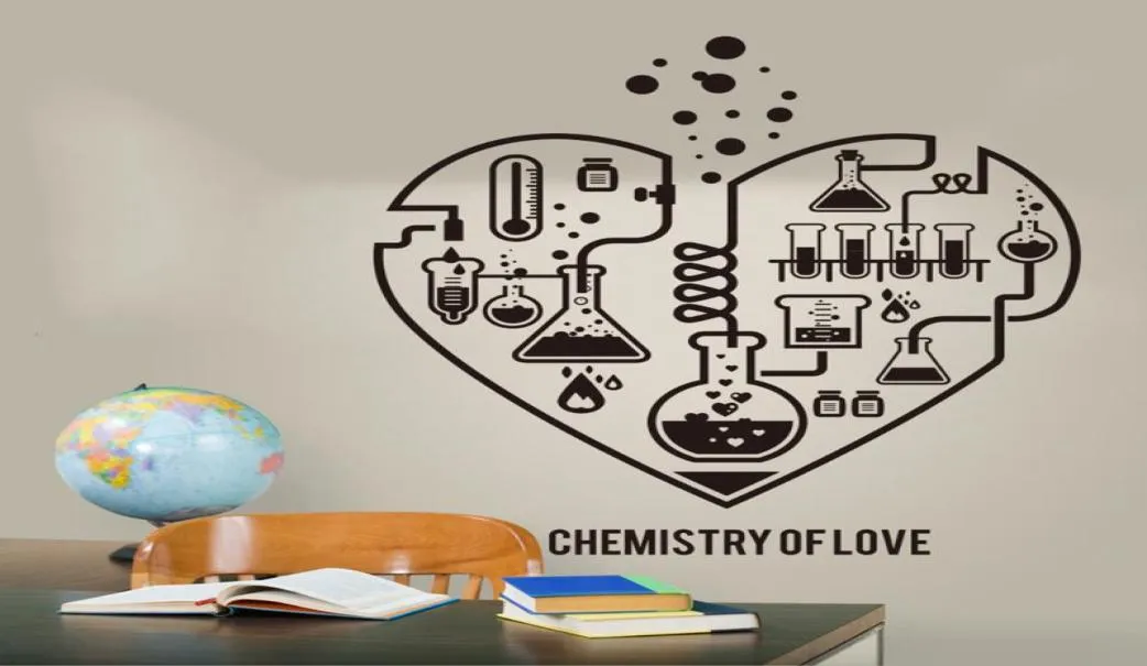 Wandaufkleber Große Chemie Wissenschaft abstrakter Herz -Aufkleber -Labor Labor Klassenzimmer Geek Valentine Aufkleber LW3186012583