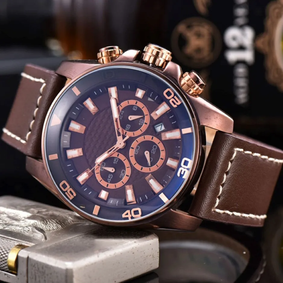 2020 de alta qualidade de 42 mm de relógio de couro de couro casual quartzo militar assistir todas as funções Work Dropship Amani 236z