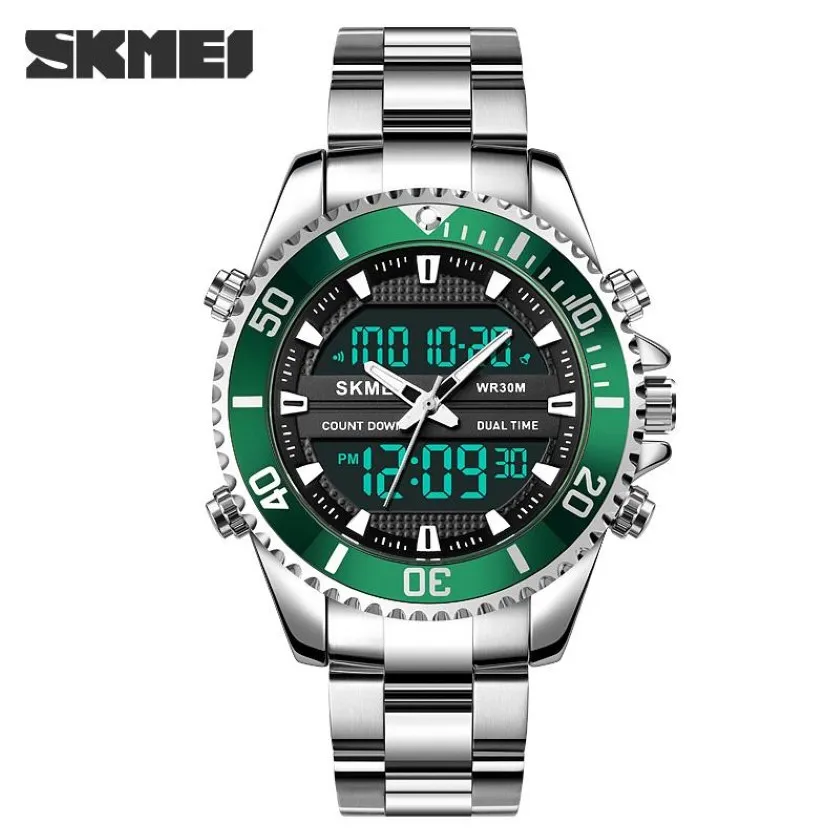 Avanadores de pulso Militares 3 Time Display Dual Movimento Sport Rates Mens Stopwatch Data Alarme Relógio Relogio Relogio Masculino Skmei Seg 246y