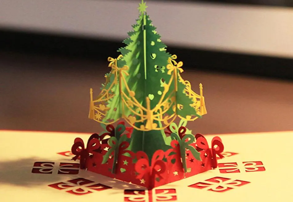 Creative 3D pop up albero di Natale fatti a mano colorato di auguri di auguri di natale decorazioni per feste per feste per feste eventi1754586