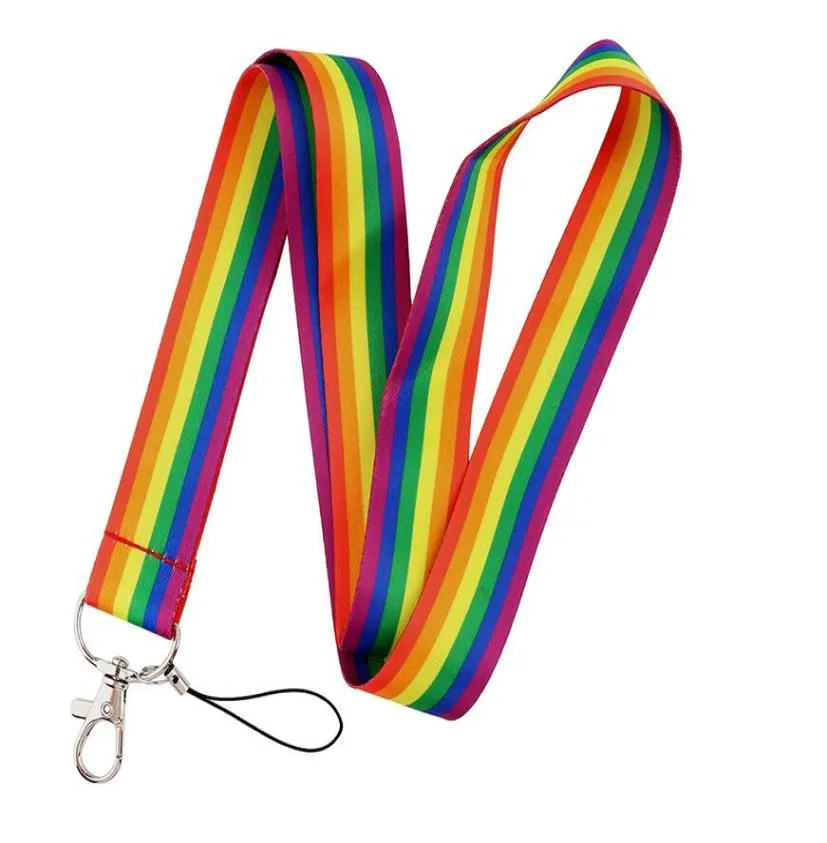 LHBT Rainbow Gay Bisexual Lesbian Pride Flag Neck Rem Lanyards Keys ID Camp Gym Telefon Charm KeyCord USB Badge Holder Hang Rope4819482